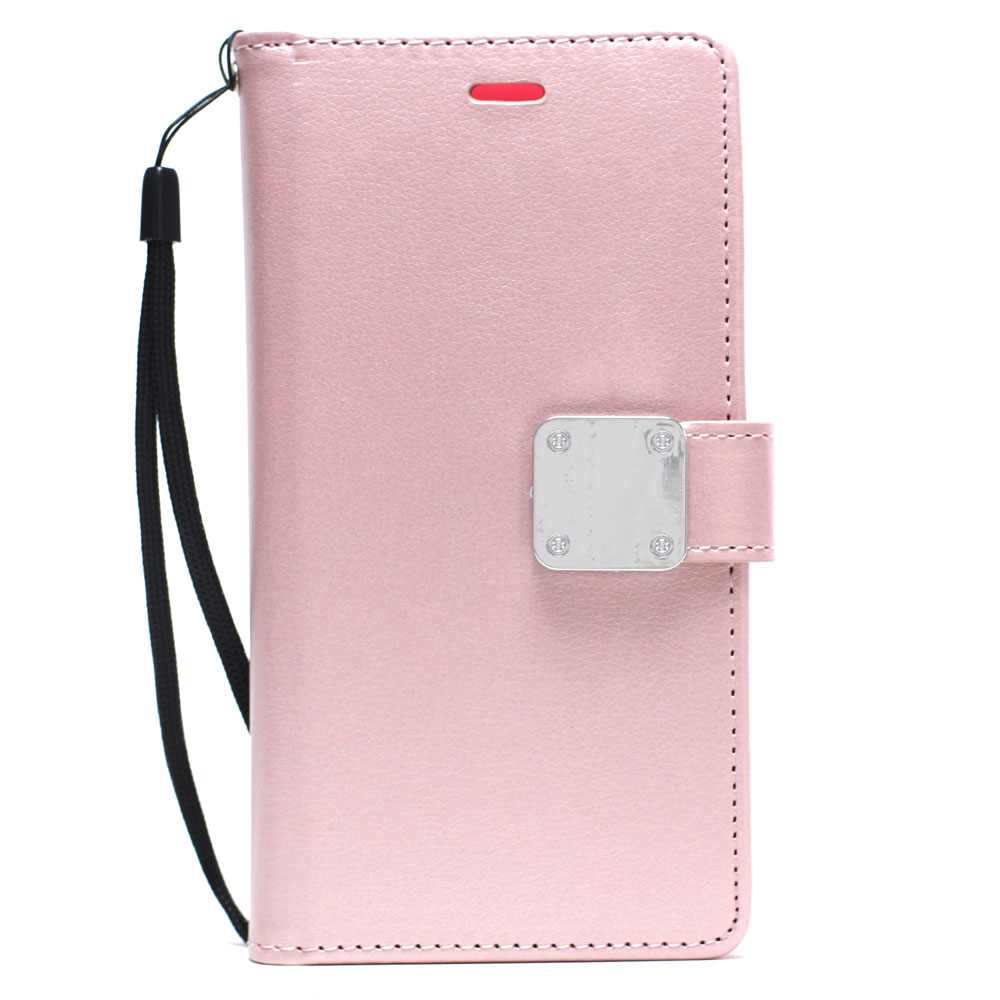 Galaxy Note 10+ (Plus) Multi Pockets Folio Flip Leather WALLET Case with Strap (Rose Gold)